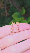 Load and play video in Gallery viewer, 2337 18ct Gold Padparadscha Orange Sapphires Drop Stud Earrings
