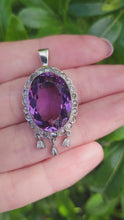 Load and play video in Gallery viewer, A9031: Antique : Edwardian 14ct Gold Amethyst Rose Cut Diamonds Pendant- Exceptional
