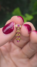 Load and play video in Gallery viewer, 2426 Vintage; 9ct Gold Rubies Drop/Dangle Stud Earrings
