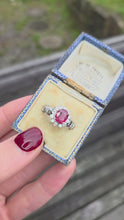 Load and play video in Gallery viewer, 6335 Vintage; 18ct White Gold Ruby (1.1ct) Diamonds (0.73ct) Ring
