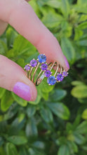 Load and play video in Gallery viewer, 0888: Vintage: 9ct Gold Blue Iolites Purple Amethyst &quot;spray&quot; ring- beautifully paired
