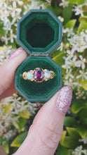 Load and play video in Gallery viewer, A7402 Vintage &amp; Old 18ct Gold Mulberry Purple Amethyst Opals Dress Ring- lovely combination
