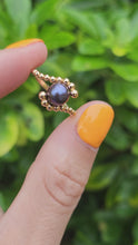Load and play video in Gallery viewer, 2108: Vintage: 18ct Rose Gold Bubble Shank Blue Akoya Pearl Ring- Ergonomic beauty
