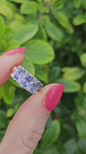 Load and play video in Gallery viewer, 0683: Vintage; 9ct White Gold Blue Tanzanites Diamonds Dress Ring-crisp, clean, eye-candy
