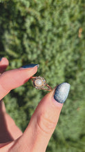 Cargar y reproducir el video en el visor de la galería, Antique: 9ct Rose Gold Cultured Pearl 11 Natural Diamonds Dress Ring
