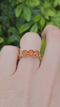 Load and play video in Gallery viewer, 0962: Vintage: 9ct Gold Fiery Orange Citrines Trilogy Ring&nbsp;
