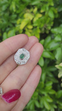 Load and play video in Gallery viewer, 6097: Vintage: 18ct White Gold Art Deco Style Emeralds Diamonds Earrings- Thrilling
