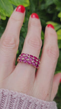 Load and play video in Gallery viewer, 0965: Vintage: Substantial 9ct Gold Rubies Diamonds Geometric Set Ring- fabulous
