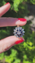 Load and play video in Gallery viewer, 1373: Vintage: 9ct Gold French Blue Sapphires Diamonds Cluster Ring- sparkling beauty
