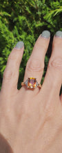 Load and play video in Gallery viewer, 1547: Vintage: 9ct Gold Mystic Topaz Diamonds Ring - lovely colours
