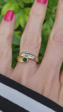 Load and play video in Gallery viewer, A0190: Vintage: 18ct Gold Emerald Diamonds Snake Ring perfect harmony
