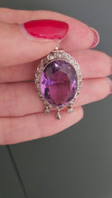 Load and play video in Gallery viewer, A9031: Antique : Edwardian 14ct Gold Amethyst Rose Cut Diamonds Pendant- Exceptional
