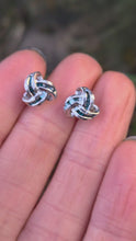 Cargar y reproducir el video en el visor de la galería, 0122: Vintage - Silver 925 Blue Diamonds lovers Knot Earrings
