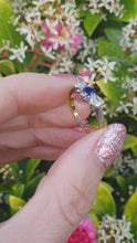 Load and play video in Gallery viewer, 7405 Antique: 18ct Gold Platinum Set French Blue Sapphire Diamonds Dress Ring
