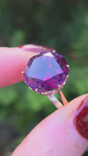 Load and play video in Gallery viewer, 6317 Vintage: 9ct Rose Gold Round Cut Purple Sapphire Solitaire Ring
