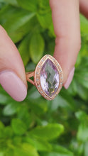 Load and play video in Gallery viewer, A8192: Vintage: 9ct Gold Lilac Amethyst Navette Set Cocktail Ring
