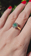 Load and play video in Gallery viewer, 1714 Vintage: 18ct Gold Emerald Diamonds Flowerhead Ring
