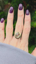 Load and play video in Gallery viewer, 2433: Vintage: 9ct Gold Large Mint Green Amethyst Ring -From 1967
