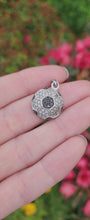 Load and play video in Gallery viewer, 1629: Vintage: 9ct White Gold Black &amp; White Diamonds Football Pendant- back of the net!
