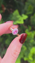 Load and play video in Gallery viewer, 2587: Vintage: 9ct Gold Padparadscha &amp; White Sapphires Dress Ring
