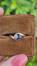 Load and play video in Gallery viewer, Vintage: 9ct Gold Sapphire Diamond (0.18ct)&quot;Duo Toi et Moi&quot; Ring- Date Mark 1993
