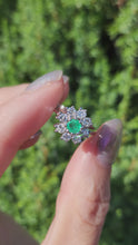 Load and play video in Gallery viewer, A9045: Vintage: (1978) Exceptional Diamonds Emerald Flower head Ring- absolutely exquisite
