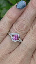 Load and play video in Gallery viewer, Vintage: 18ct White Gold Pink Sapphire 36 Sparkling Natural Diamonds Dress Ring
