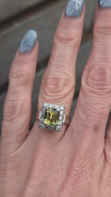 Load and play video in Gallery viewer, 6448 Vintage: 18ct White Gold Yellow Sapphire {3.15ct) Diamonds Cocktail Ring
