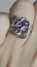 Load and play video in Gallery viewer, 2556: Vintage: Fabulous 18ct White Gold Violet Blue Tanznaites Geometric Cocktail Ring
