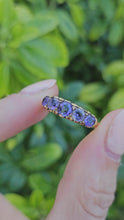 Cargar y reproducir el video en el visor de la galería, 1136: Vintage: 9ct Gold Purple Amethysts 5 Stone Stacker/ Dress Ring
