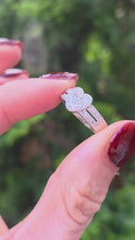 Load and play video in Gallery viewer, 2159 Vintage: 9ct White Gold natural Diamonds Heart- Shaped Dress Ring
