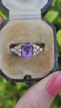 Load and play video in Gallery viewer, A7535:Vintage: 18ct Lilac Amethyst 12 Brilliant Cut Diamonds Ring= elegant, seductive, sparkling
