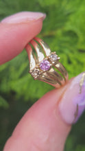 Load and play video in Gallery viewer, 2939: 9ct Gold Chocolate Diamonds Pink Topaz Geometric Set Ring
