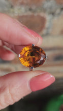 Load and play video in Gallery viewer, 0281: Vintage: Platinum Fiery Orange Citrine Solitaire Signet Ring.
