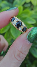 Load and play video in Gallery viewer, 0455: Vintage: 18ct Gold Australian Blue Sapphires Diamonds Statement Ring- Date Mark 1972
