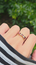 Load and play video in Gallery viewer, 1831: Vintage; 18ct Gold Almandine Garnets Diamonds Half-Eternity/Stacker Ring- beautifully balanced
