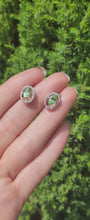 Cargar y reproducir el video en el visor de la galería, 1453: Vintage: 18ct White Gold Peridot 52 Diamonds Stud Earrings- lovely sparkle
