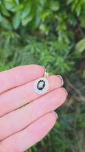 Load and play video in Gallery viewer, 2042: Vintage: 9ct Gold French Blue Sapphire Diamonds Pendant
