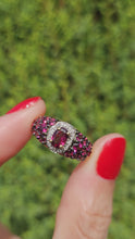 Load and play video in Gallery viewer, 1600: Vintage; 9ct Gold Vibrant Rubellites Diamonds Cocktail Ring- a striking beauty

