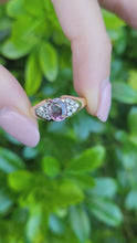 Load and play video in Gallery viewer, 8178: Vintage: 9ct Gold Pink Sapphire 12 Diamonds Dress Ring
