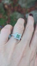 Load and play video in Gallery viewer, 2440- Vintage: 14ct White Gold Emeralds Diamonds Art Deco Style Panel Ring
