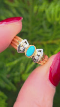 Load and play video in Gallery viewer, 1204: Vintage: 18ct Gold Turquoise Diamonds Dress Ring
