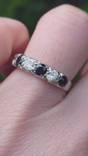 Load and play video in Gallery viewer, 6087- Vintage: Exceptional 18ct White Gold Diamonds (0.75ct) Sapphires Half Eternity Ring - superb
