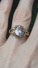 Load and play video in Gallery viewer, 0801: Vintage: 9ct Gold Large Faceted Cut Pink Morganite Cocktail Ring
