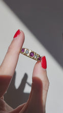 Load and play video in Gallery viewer, 1713: Vintage: 18ct Gold Rubies Diamonds Ring- From London 1978
