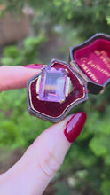 Load and play video in Gallery viewer, 0824: Vintage: 9ct Gold Emerald Cut Purple Amethyst Cocktail Ring- rare find
