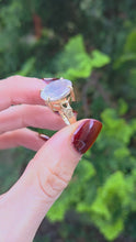 Load and play video in Gallery viewer, 6250 Vintage: 9ct Gold Large Pink Quartz Cocktail Ring
