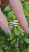 Load and play video in Gallery viewer, 0401: Vintage: 14ct Gold Emerald Crossover Cocktail Ring - lovely symmetry
