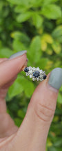 Load and play video in Gallery viewer, 1802: Vintage: 18ct Gold French Blue Sapphirea Diamonds Trilogy Ring - a substantial sparkling beauty.
