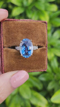 Load and play video in Gallery viewer, 8273:Vintage: 9ct Gold Large Ocean Blue Spinel Diamonds Cocktail Ring
